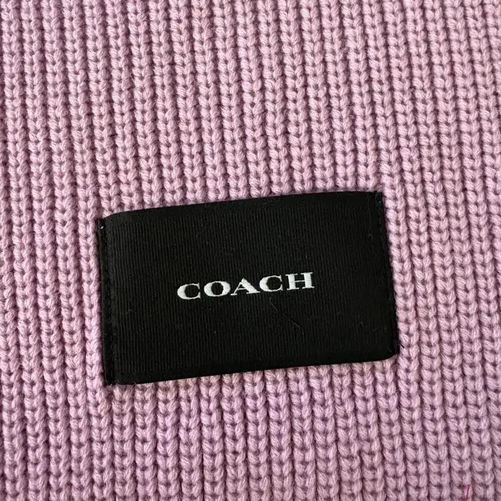 Coach Woven Patch Knit Scarf Mauve Pink Color NWT